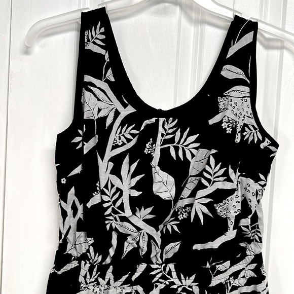Talbots Black Gray Floral Print Sleeveless Pocket Dress Size 8 - Picture 2 of 8